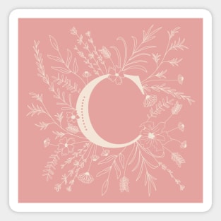 Botanical Letter C (Hibiscus Pink) Magnet